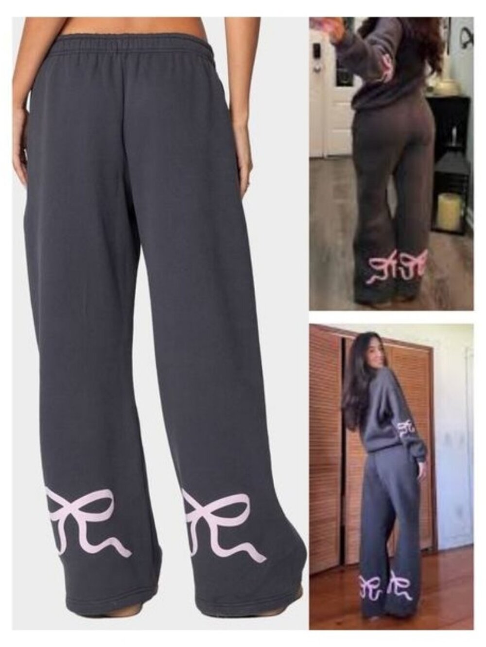 NWT EDIKTED Bonney Bow Detail Sweatpants Size XS Gray